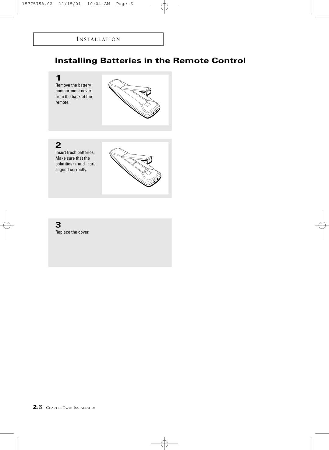 RCA MR29410 manual Installing Batteries in the Remote Control 