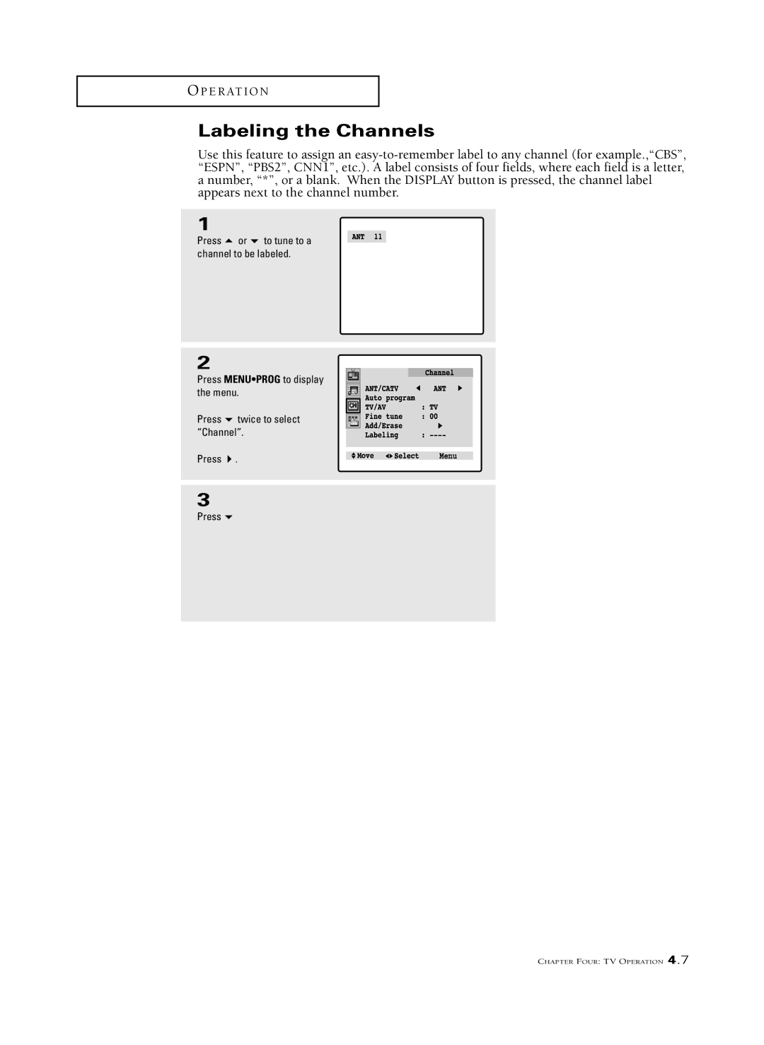 RCA MR29410 manual Labeling the Channels 