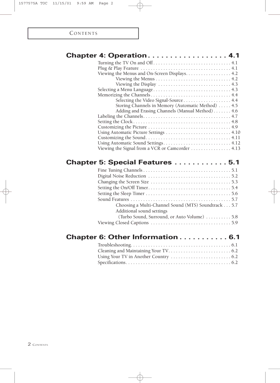 RCA MR29410 manual Operation, Special Features, Other Information 