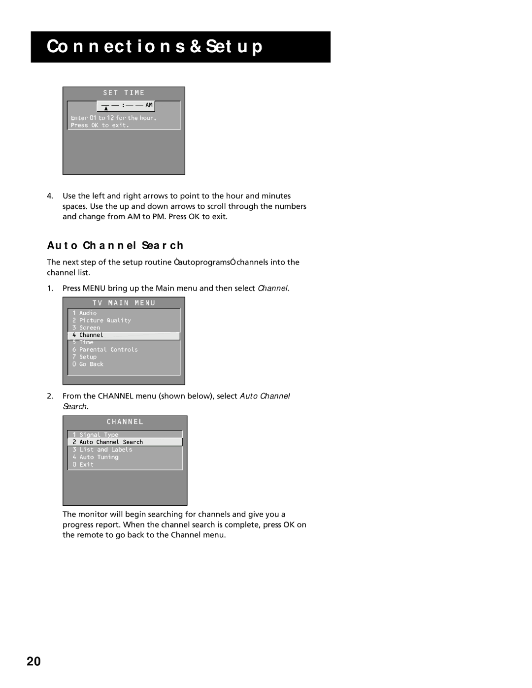 RCA MultiMedia Monitor manual Auto Channel Search 