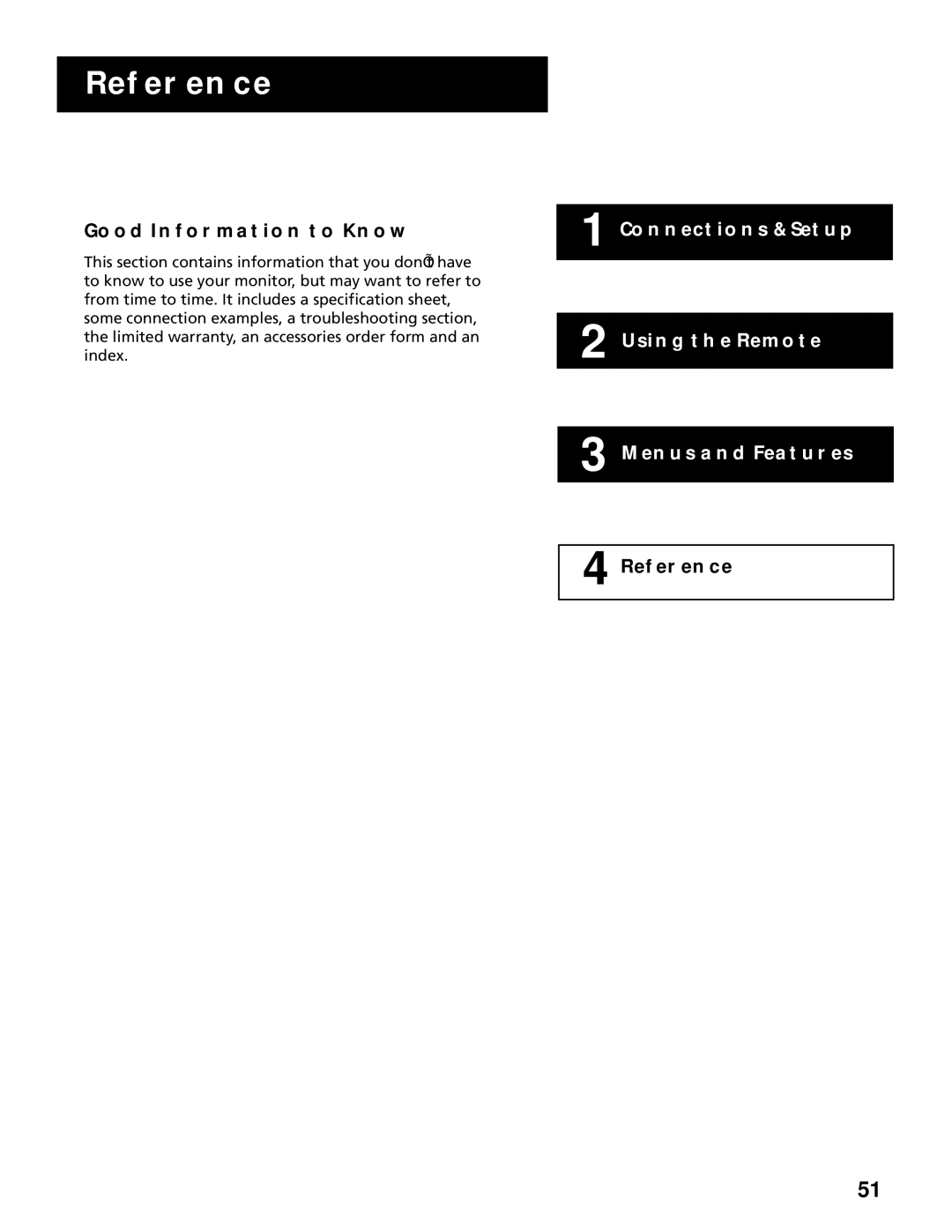 RCA MultiMedia Monitor manual Good Information to Know, Reference 