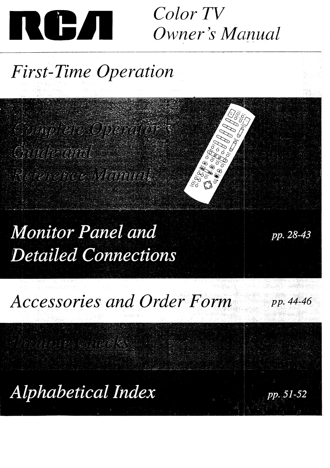 RCA NCJ11 owner manual TTlrst lme Operation Accessories Order Fo 