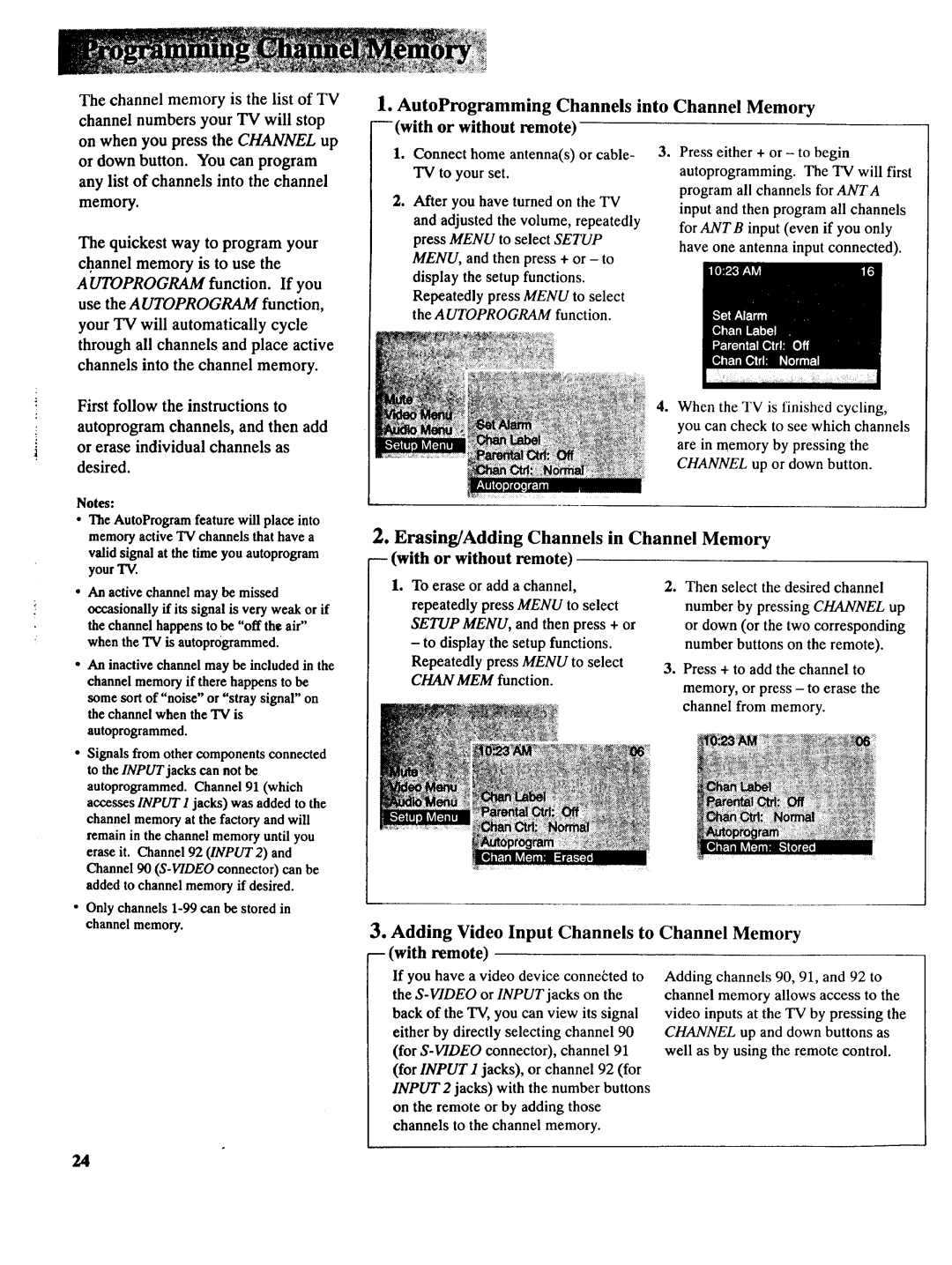 RCA NCJ11 owner manual AutoProgram feature will place into 