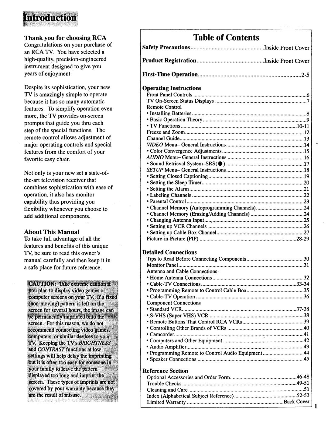 RCA NCJ11 owner manual Contents 