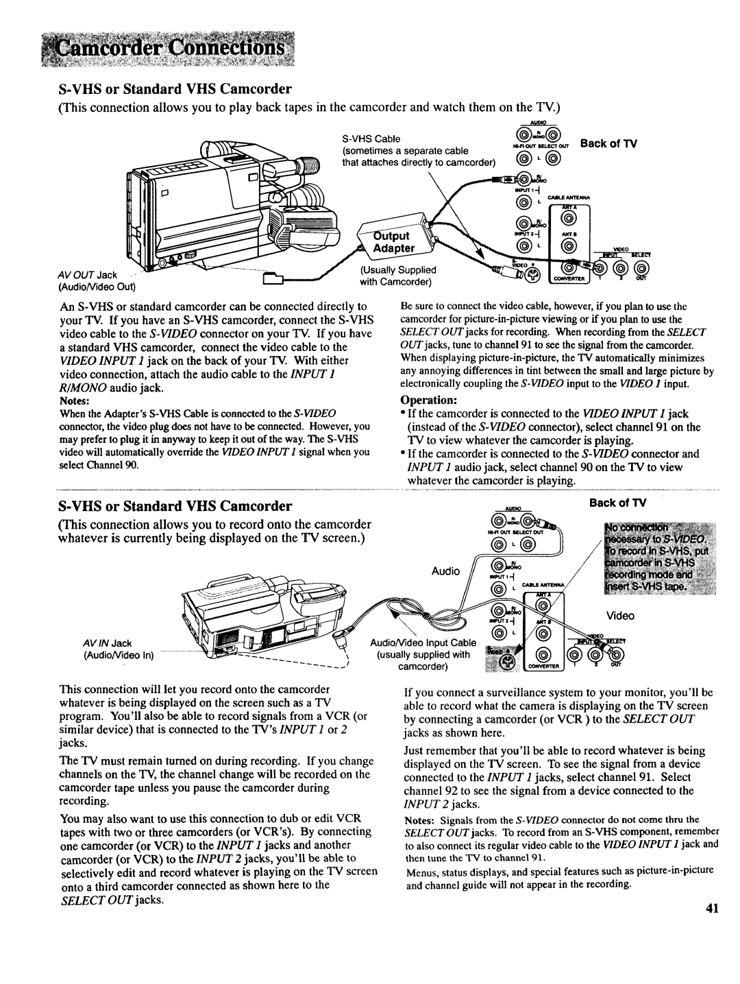 RCA NCJ11 owner manual VHSor Standard VHS Camcorder, VHS or Standard VHS Camcorder 