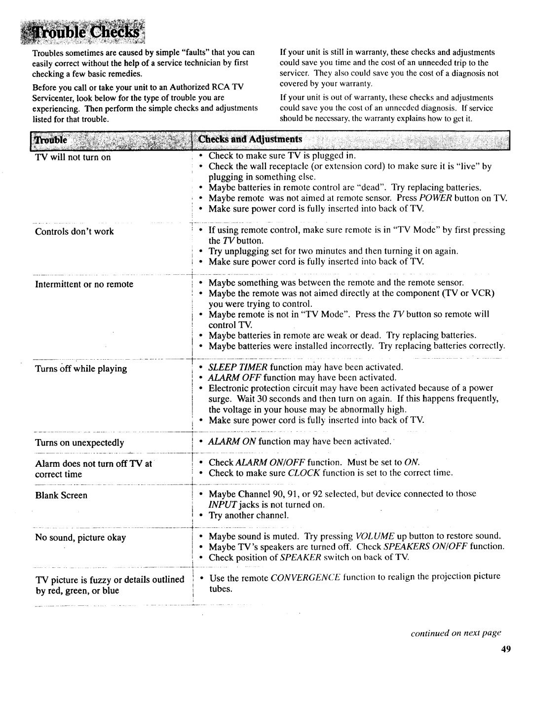 RCA NCJ11 owner manual Power, On next 