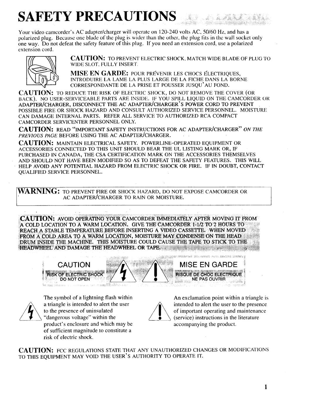 RCA P46729, P46730, P46728 owner manual Safety Precautions 