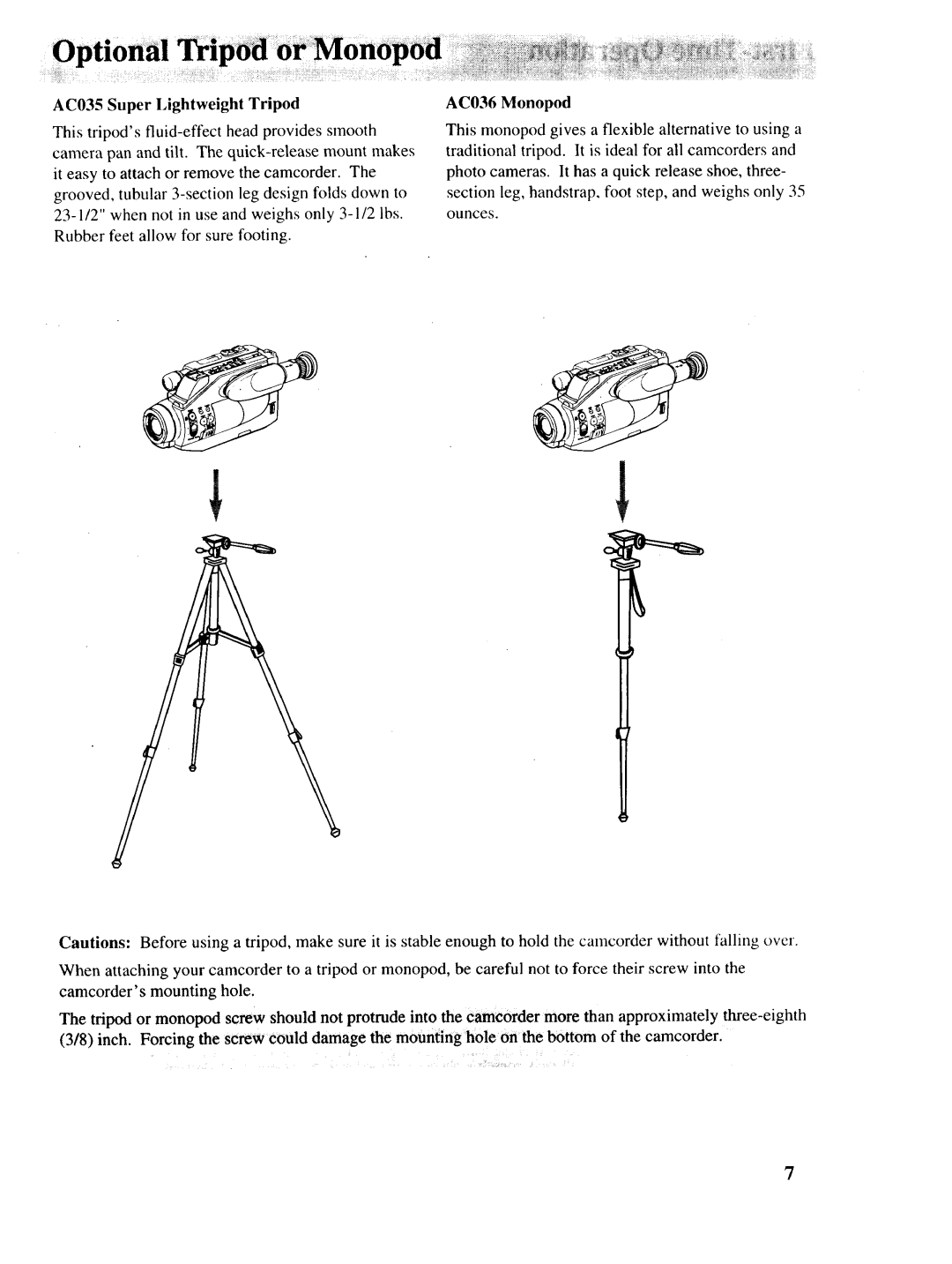 RCA P46729, P46730, P46728 owner manual AC035 Super I,ightweight Tripod 