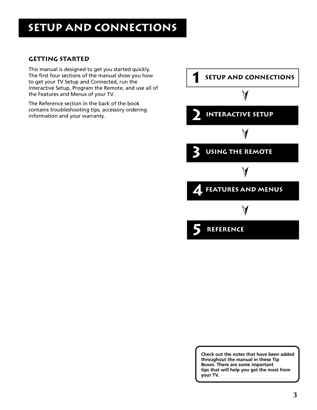 RCA P46921 manual Getting Started, Setup and Connections 