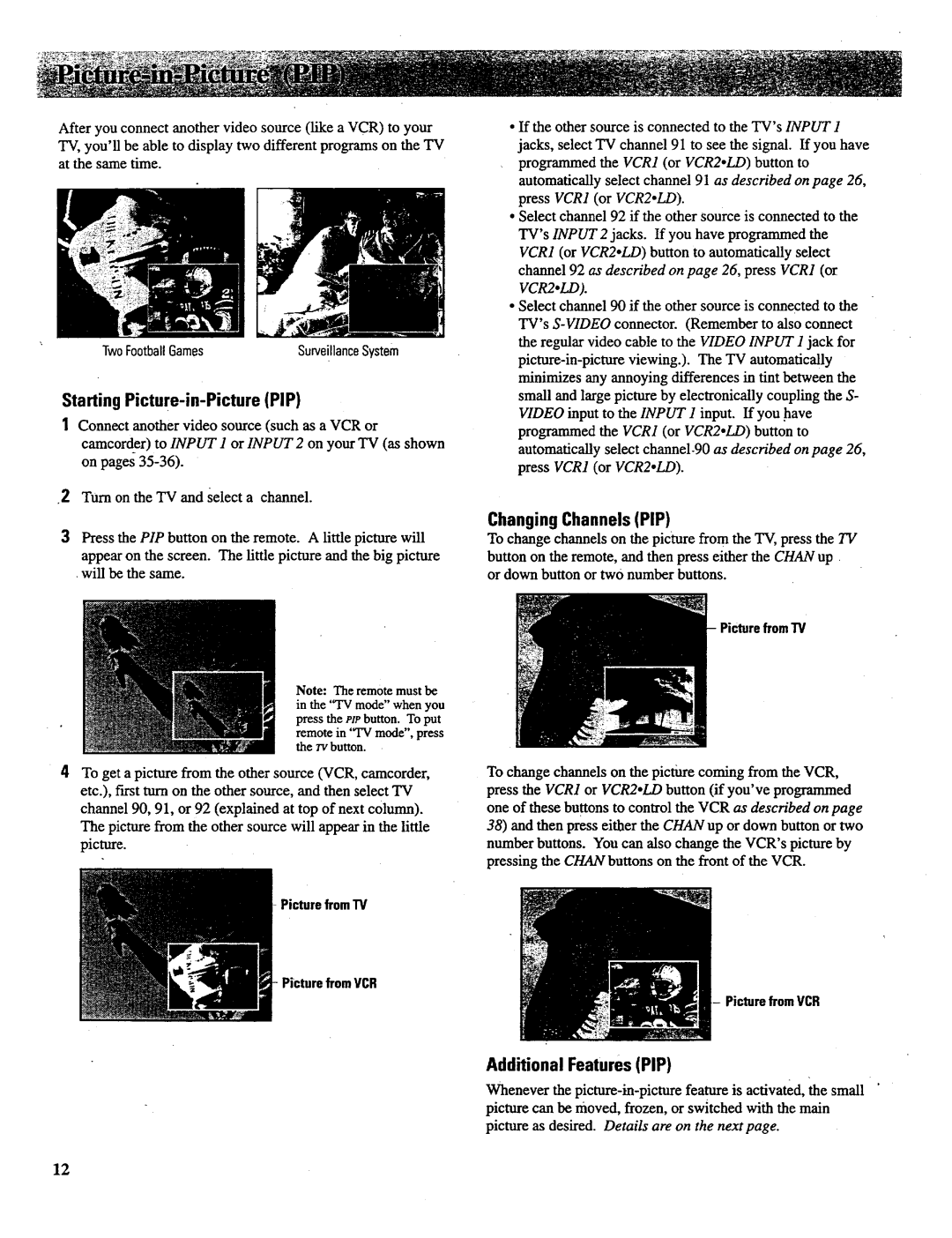 RCA P46731, P52731, P46732, P46738, P52730 manual Starting Picture-in-Picture PIP 