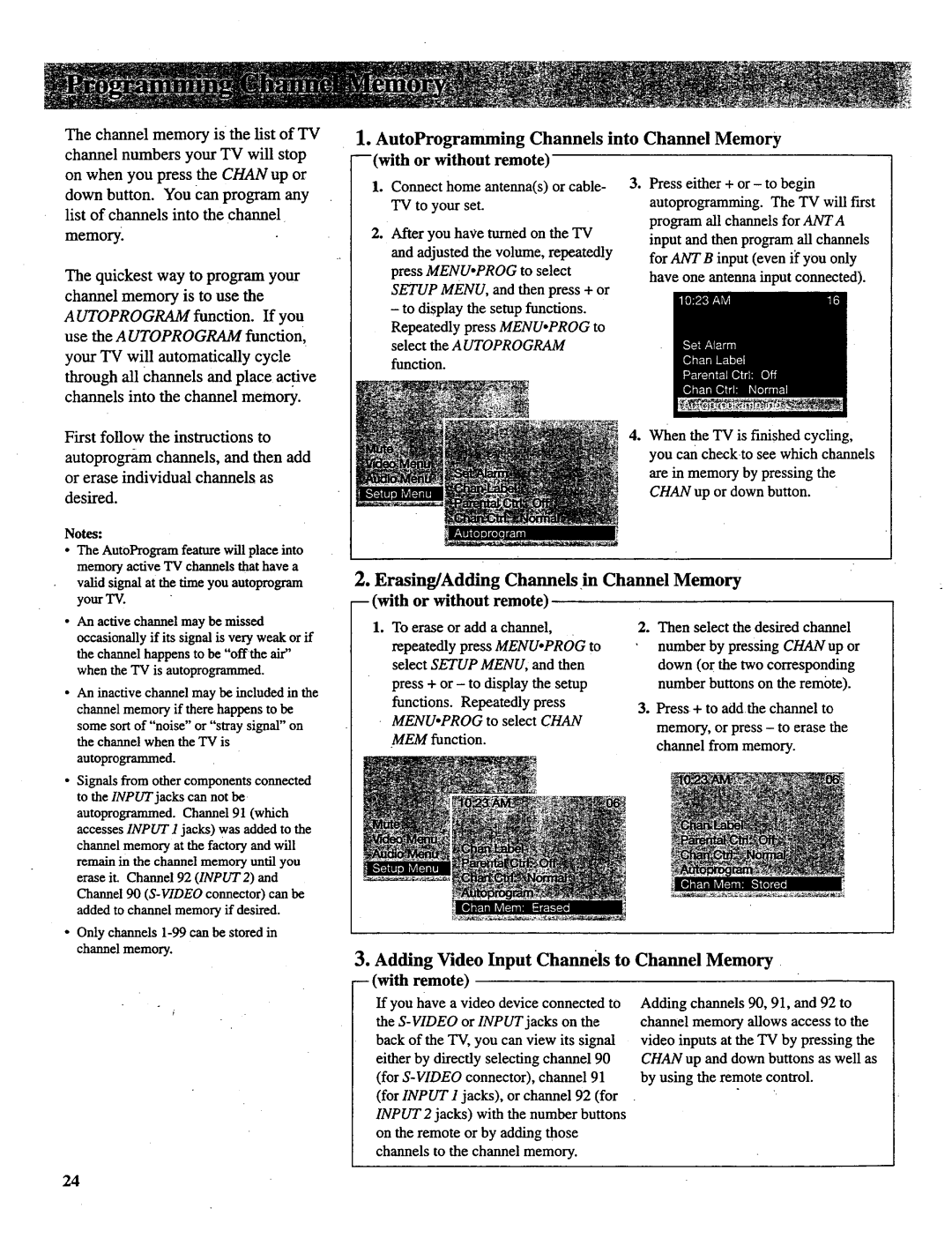 RCA P46732, P52731, P46738, P52730, P46731 Adding Video Input Channels to Channel Memory, An active channel may be missed 