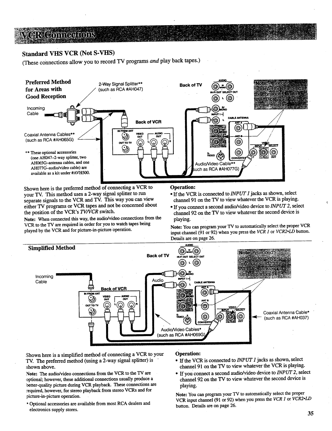 RCA P46738, P52731, P46732, P52730, P46731 manual Preferred Method, TG!roARreaeSeptithn, Operation, Simplified Method 