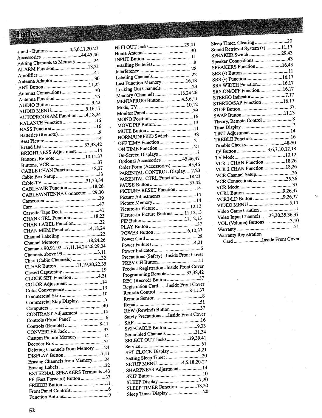 RCA P46731, P52731, P46732, P46738, P52730 manual Buttons, Commercial 