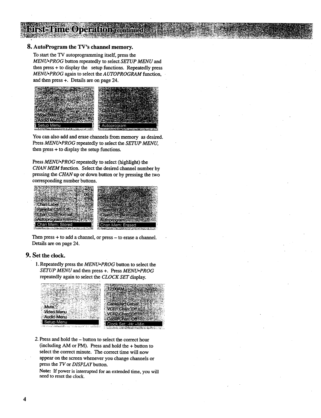 RCA P46732, P52731, P46738, P52730, P46731 manual Set the clock 