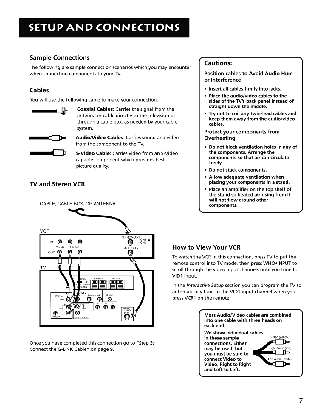 RCA P52950 manual Sample Connections, TV and Stereo VCR, How to View Your VCR 