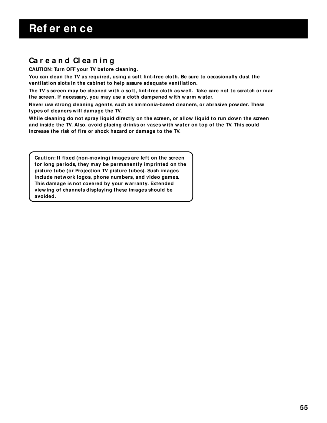 RCA P60928 manual Care and Cleaning 