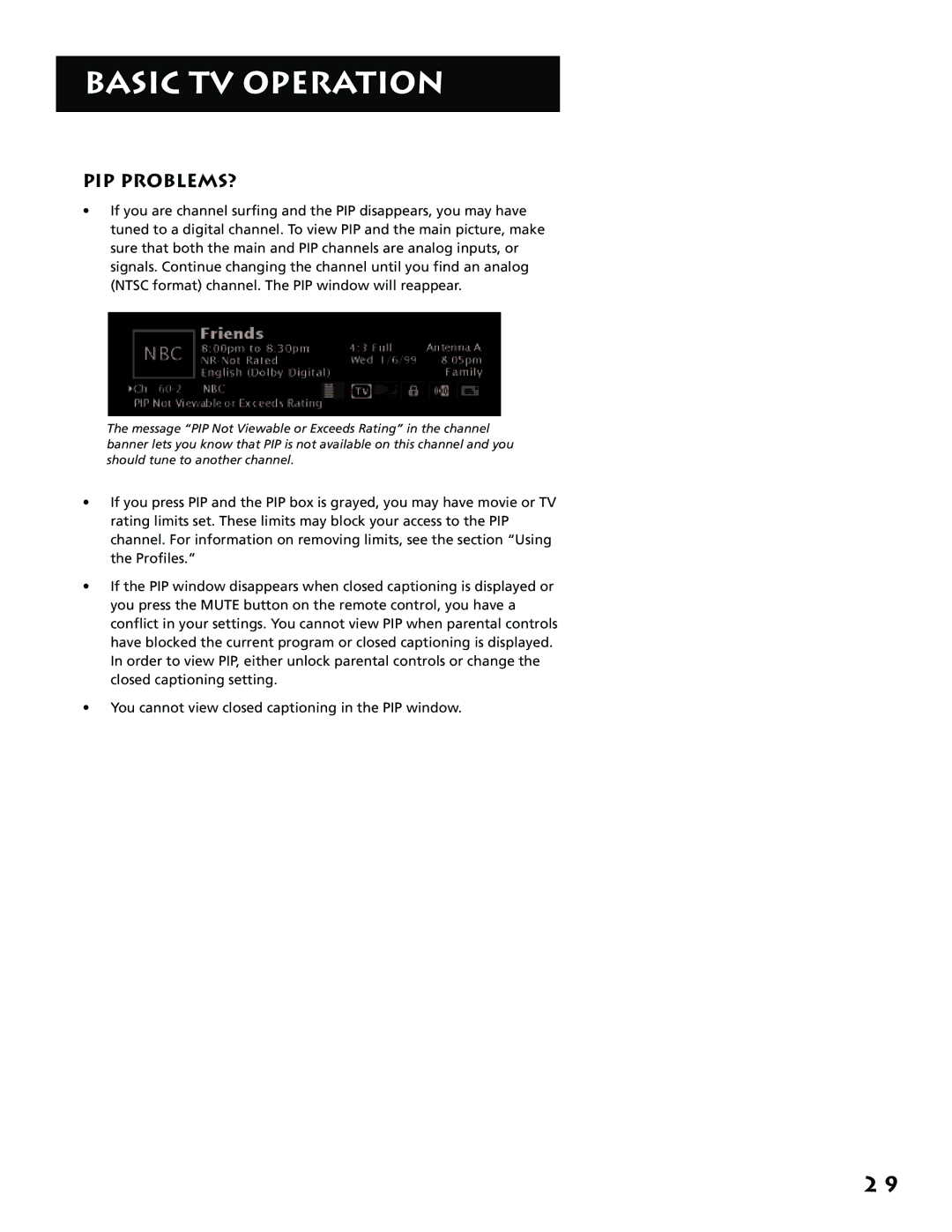 RCA F38310, P61310 manual Pip Problems? 