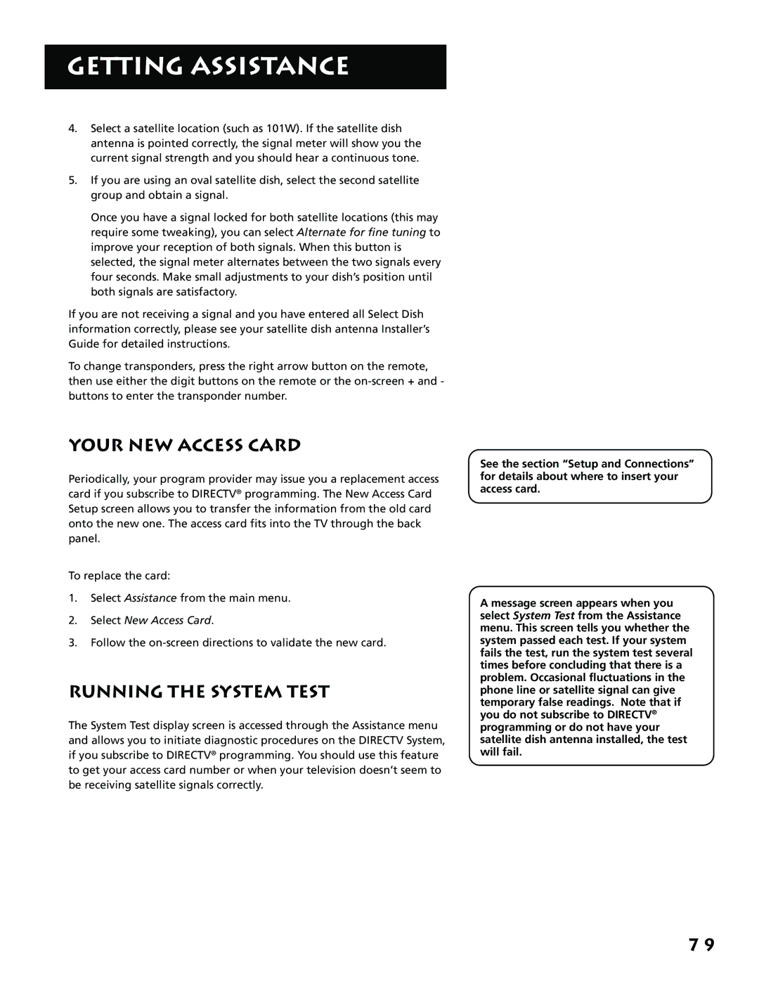 RCA F38310, P61310 manual Your NEW Access Card, Running the System Test 