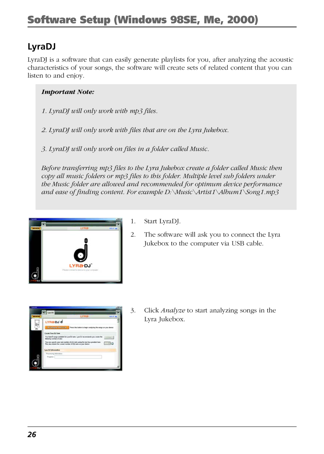 RCA PDP2811 manual LyraDJ, Important Note 