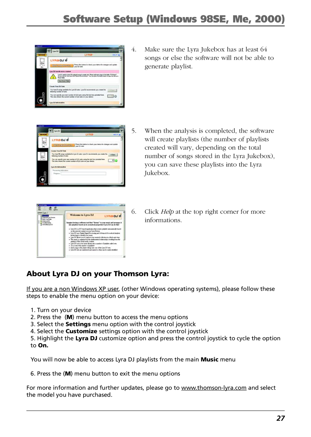 RCA PDP2811 manual About Lyra DJ on your Thomson Lyra 