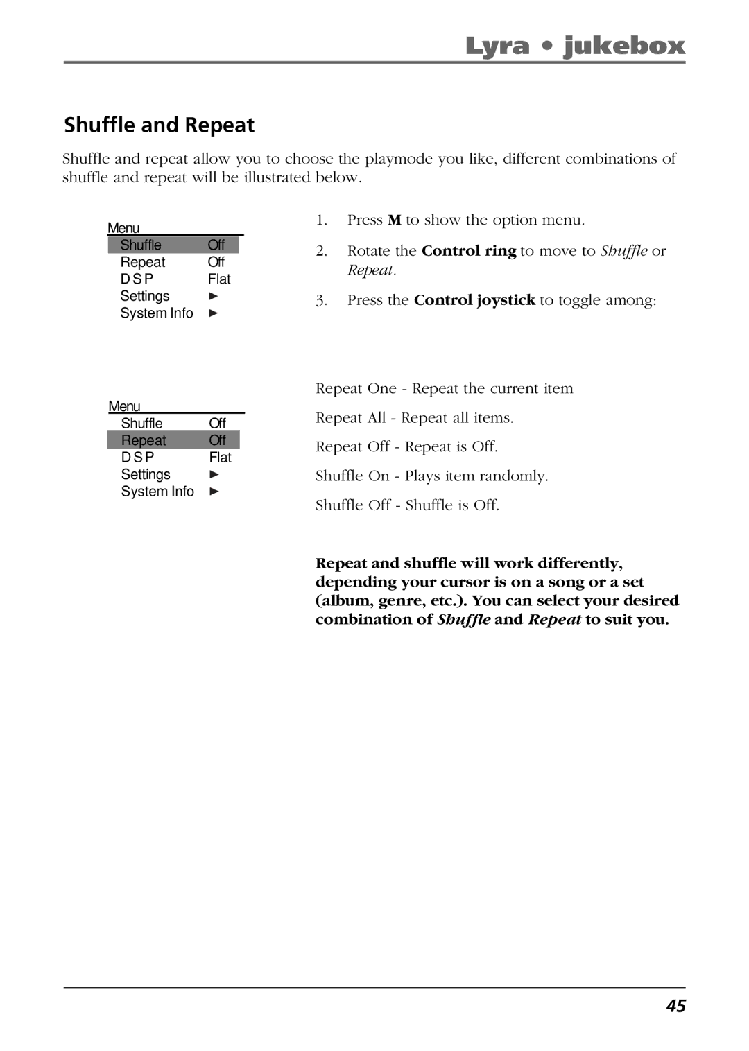 RCA PDP2811 manual Shuffle and Repeat 