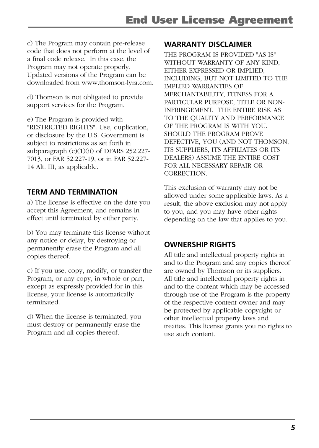 RCA PDP2811 manual Term and Termination 