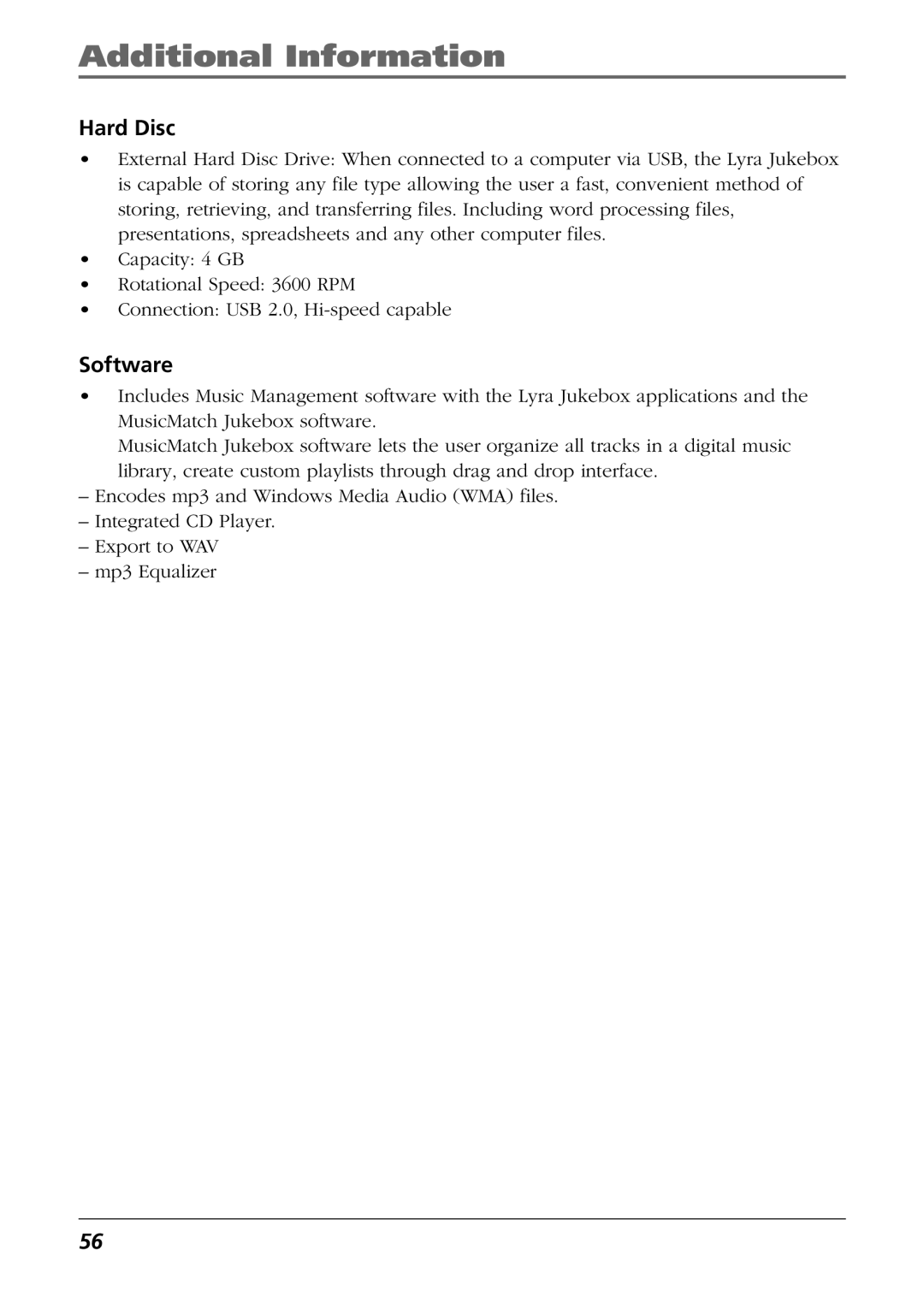 RCA PDP2811 manual Hard Disc, Software 