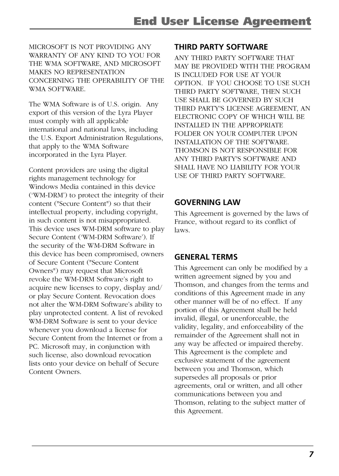 RCA PDP2811 manual Governing LAW 