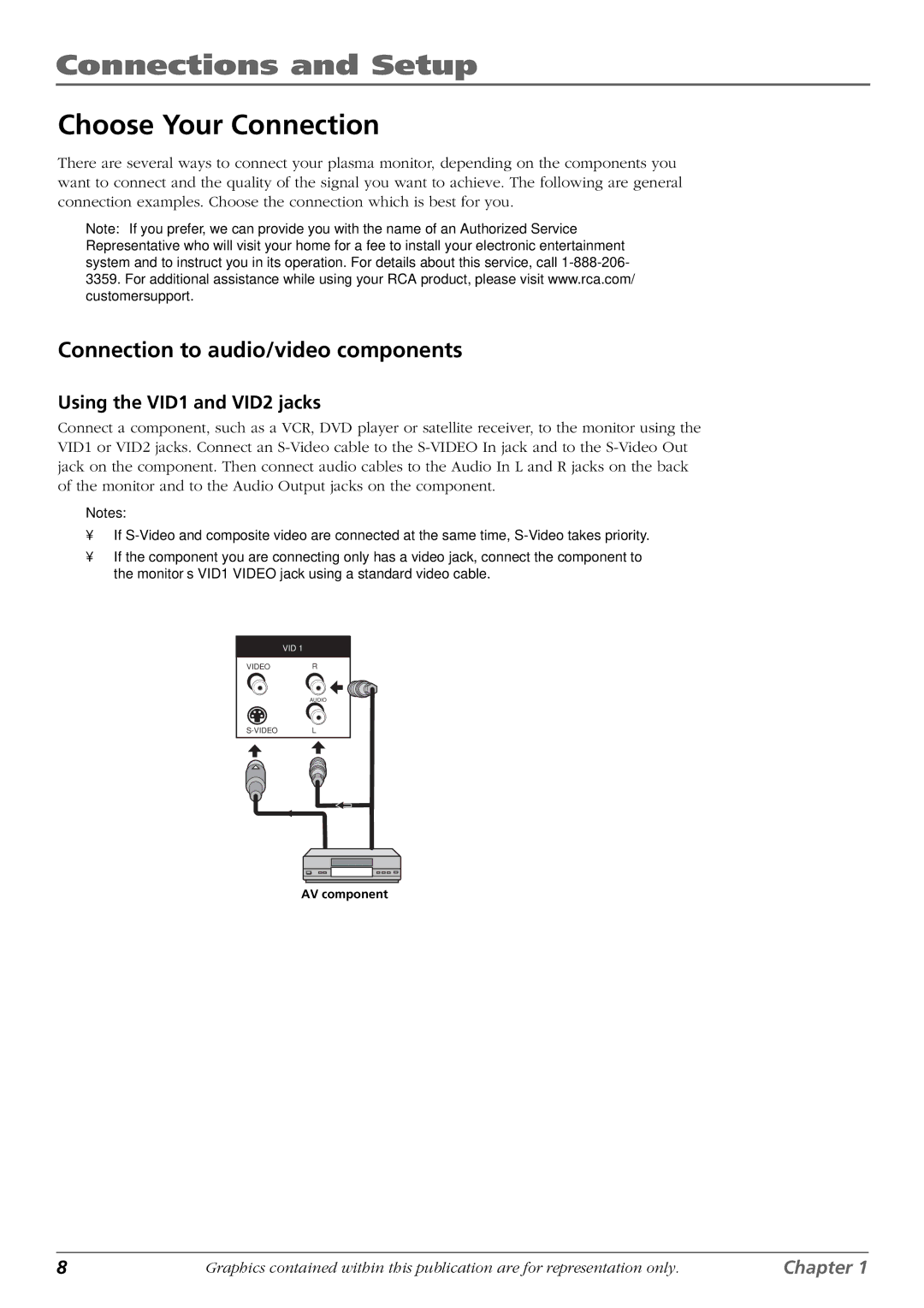 RCA PHD42600 manual Choose Your Connection, Connection to audio/video components, Using the VID1 and VID2 jacks 