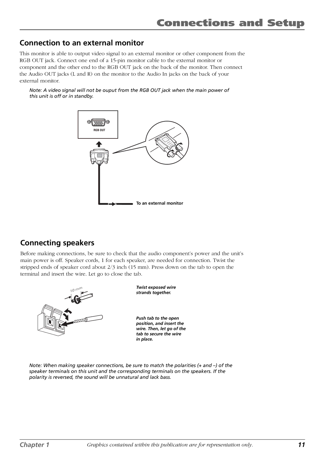 RCA PHD42600 manual Connection to an external monitor, Connecting speakers 