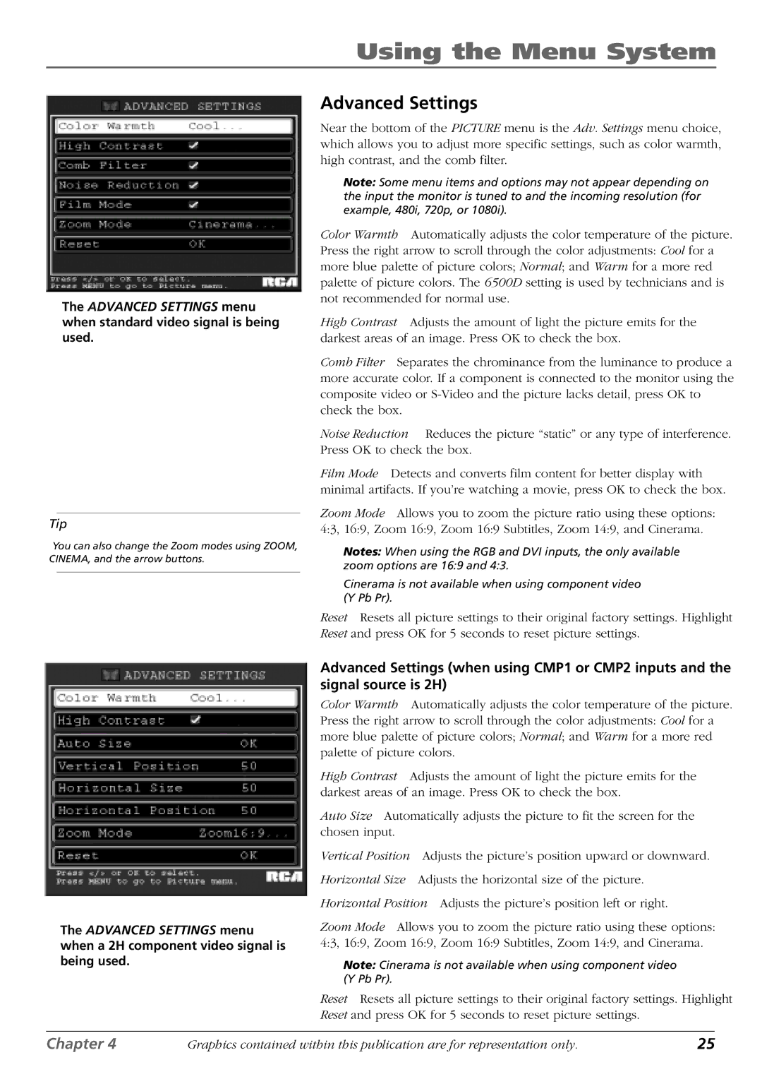 RCA PHD42600 manual Advanced Settings 