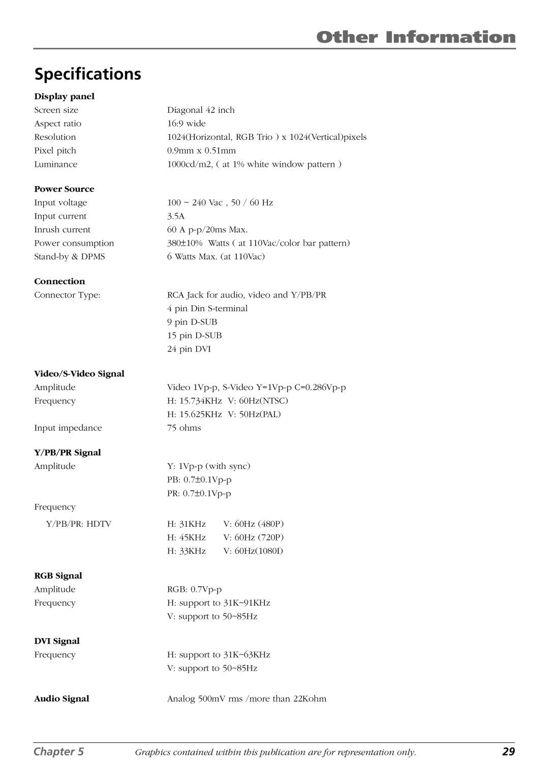 RCA PHD42600 manual Specifications 