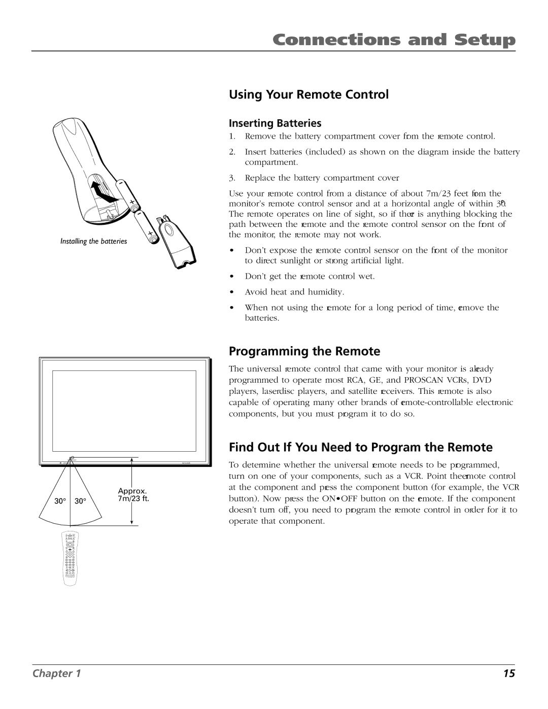 RCA PHD50300 manual Using Your Remote Control, Programming the Remote, Find Out If You Need to Program the Remote 