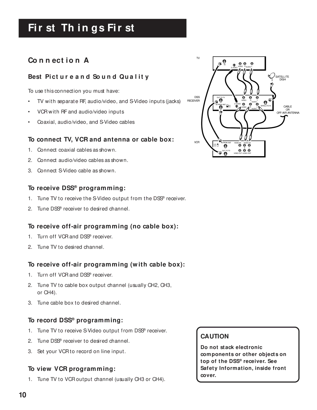 RCA pmn manual Connection a, Best Picture and Sound Quality 