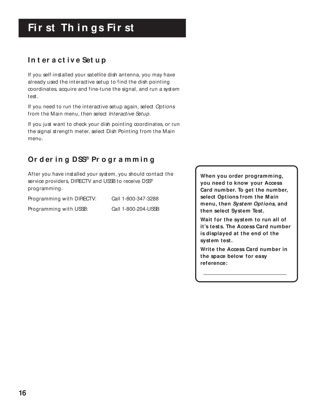 RCA pmn manual Interactive Setup, Ordering DSS Programming 