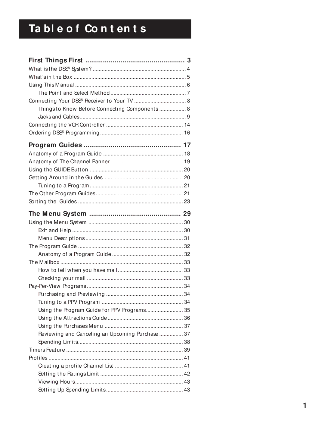 RCA pmn manual Table of Contents 