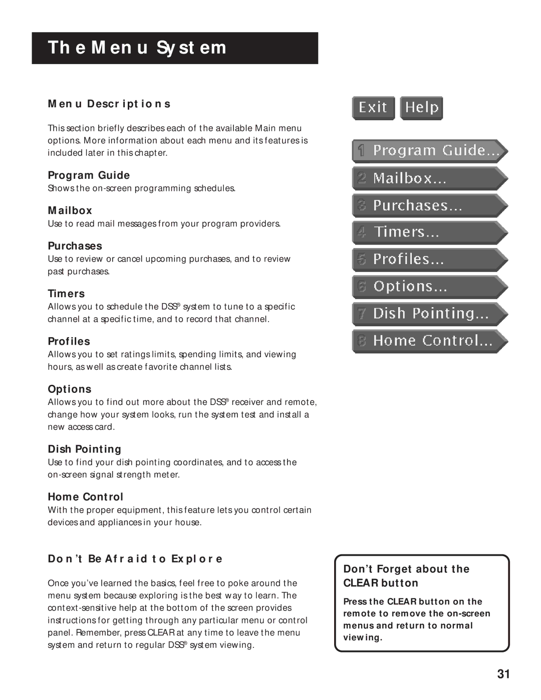 RCA pmn manual Menu Descriptions, DON’T be Afraid to Explore 