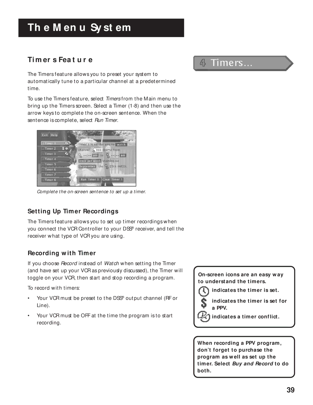 RCA pmn manual Timers Feature, Setting Up Timer Recordings, Recording with Timer 