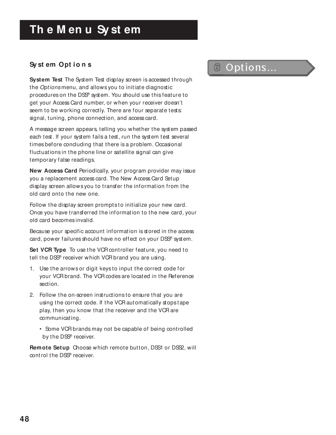 RCA pmn manual System Options 