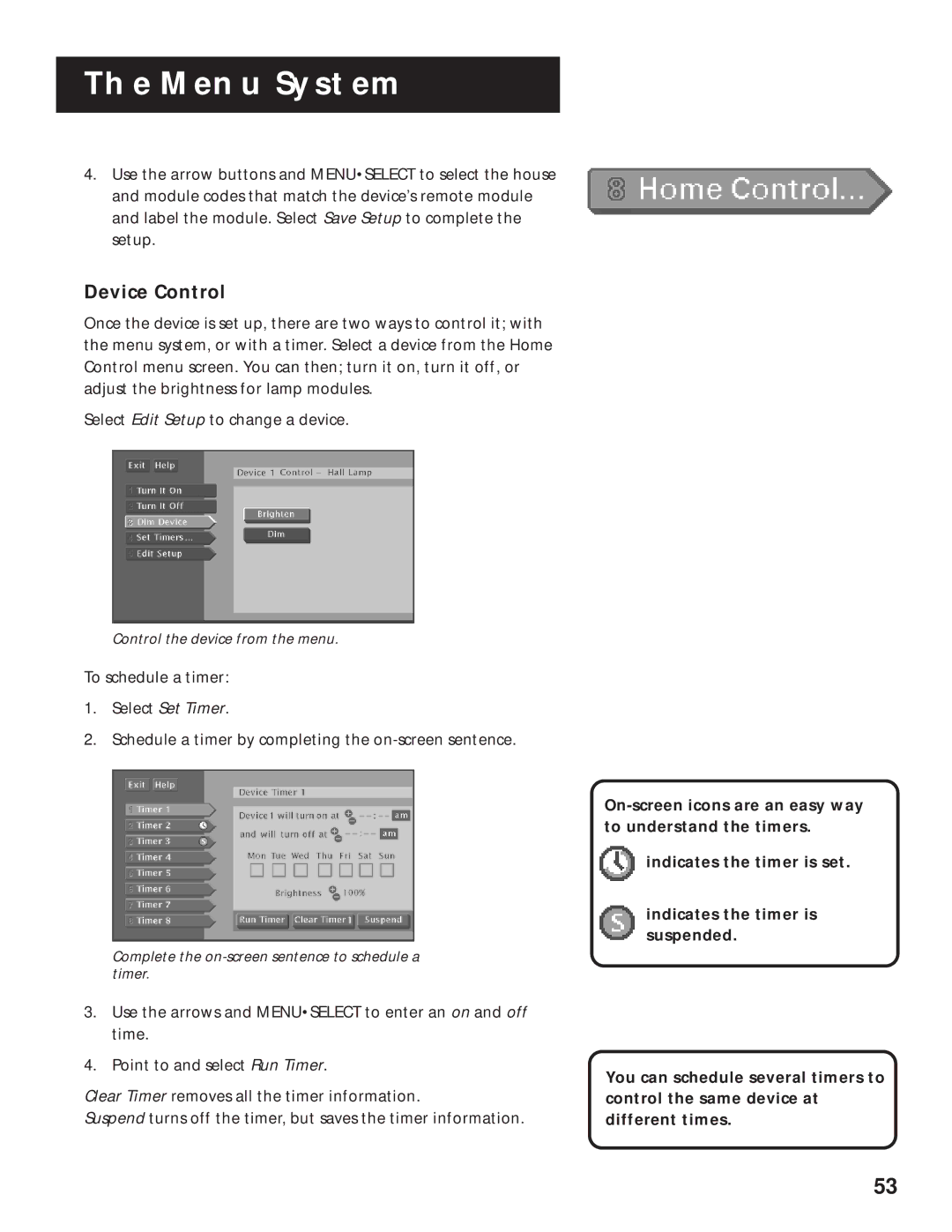 RCA pmn manual Device Control, Select Set Timer 