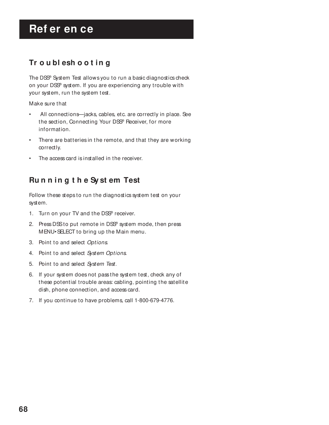 RCA pmn manual Troubleshooting, Running the System Test 