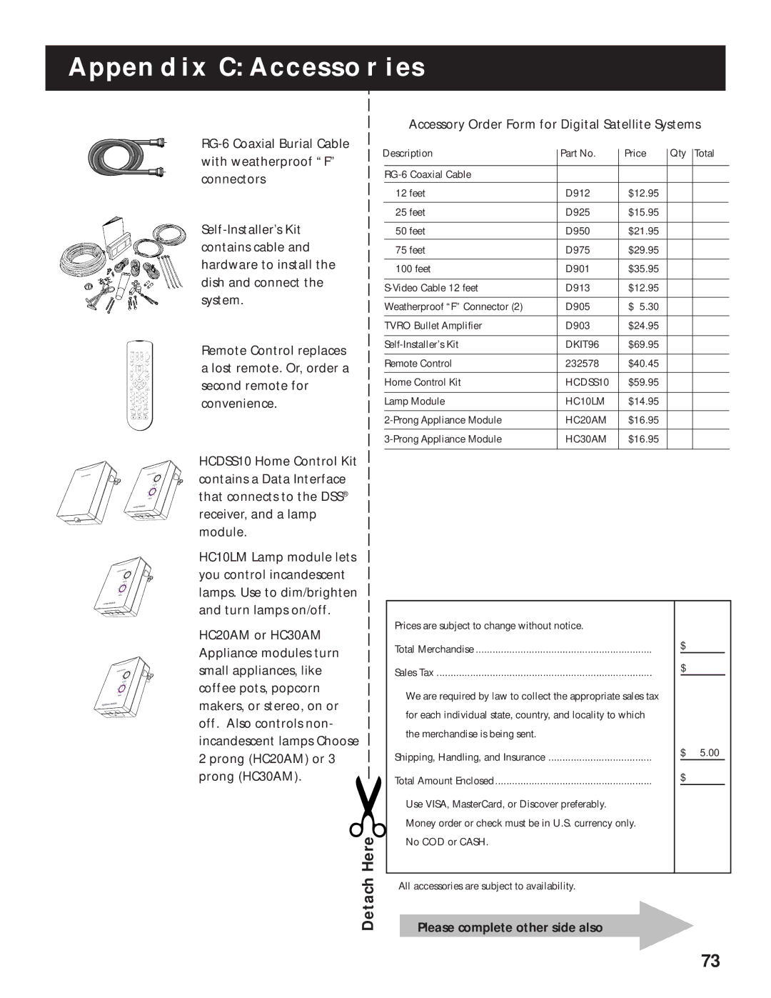 RCA pmn manual Appendix C Accessories, Please complete other side also 