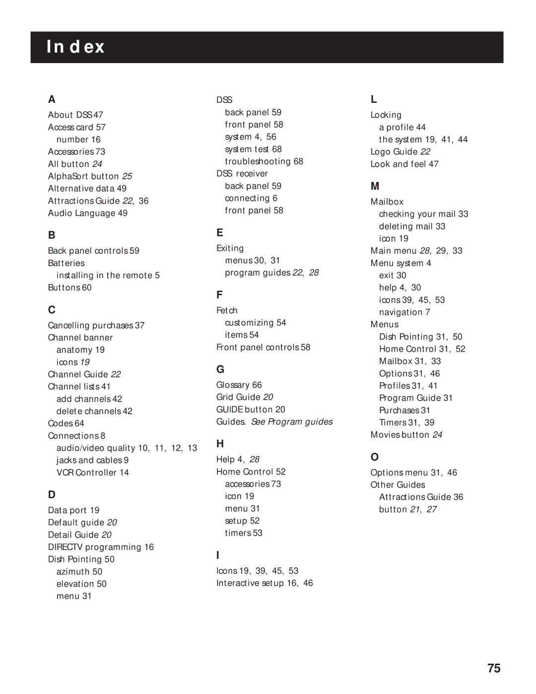 RCA pmn manual Index, Dss 