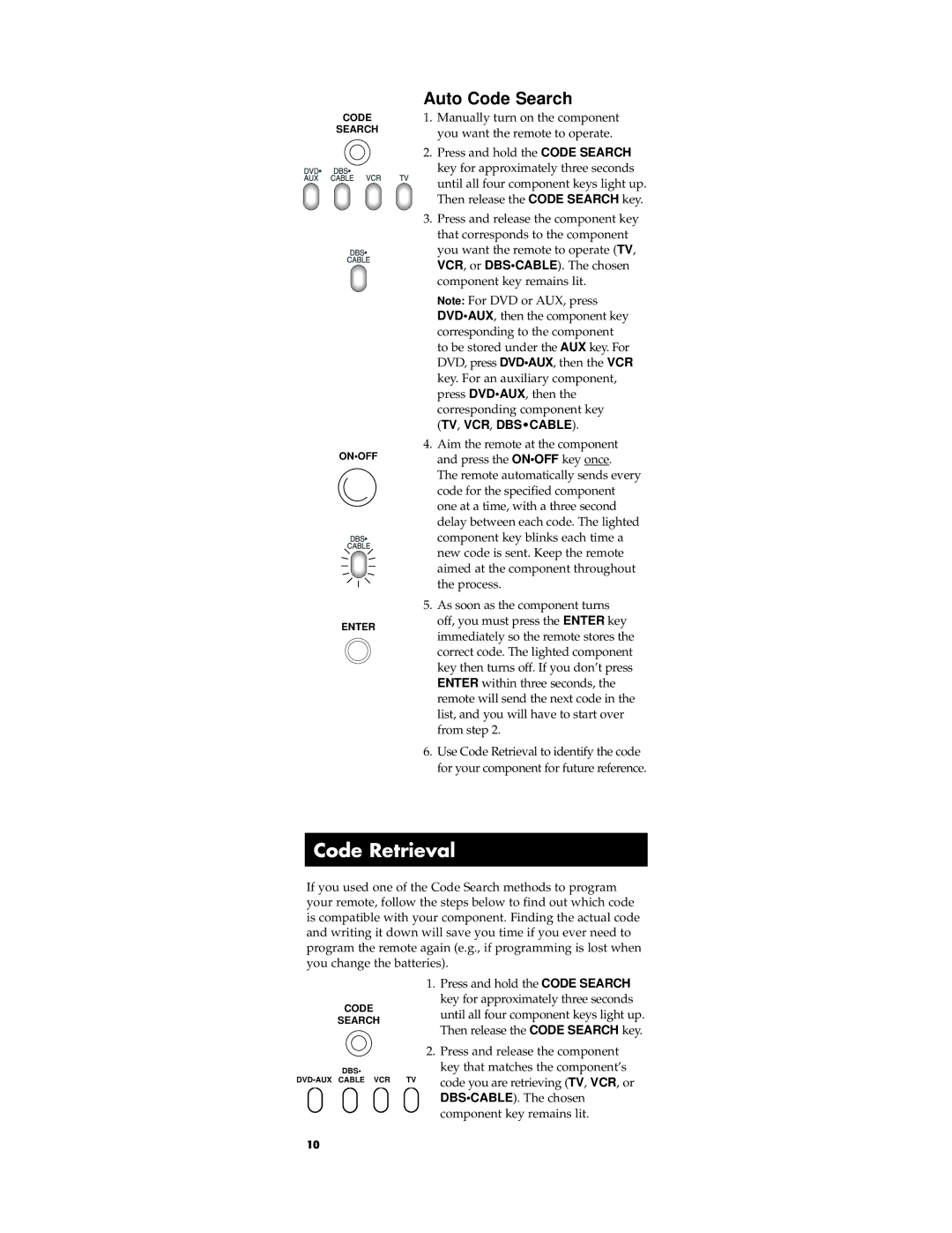 RCA pp18l, RCU450 manual Code Retrieval, Auto Code Search 