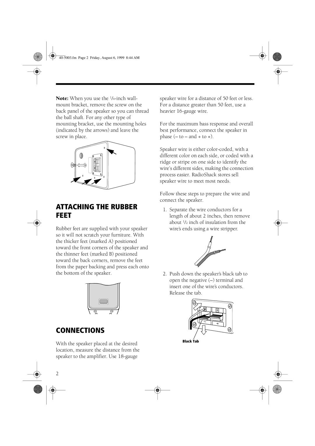 RCA PRO-X55AV manual Attaching the Rubber Feet, Connections 