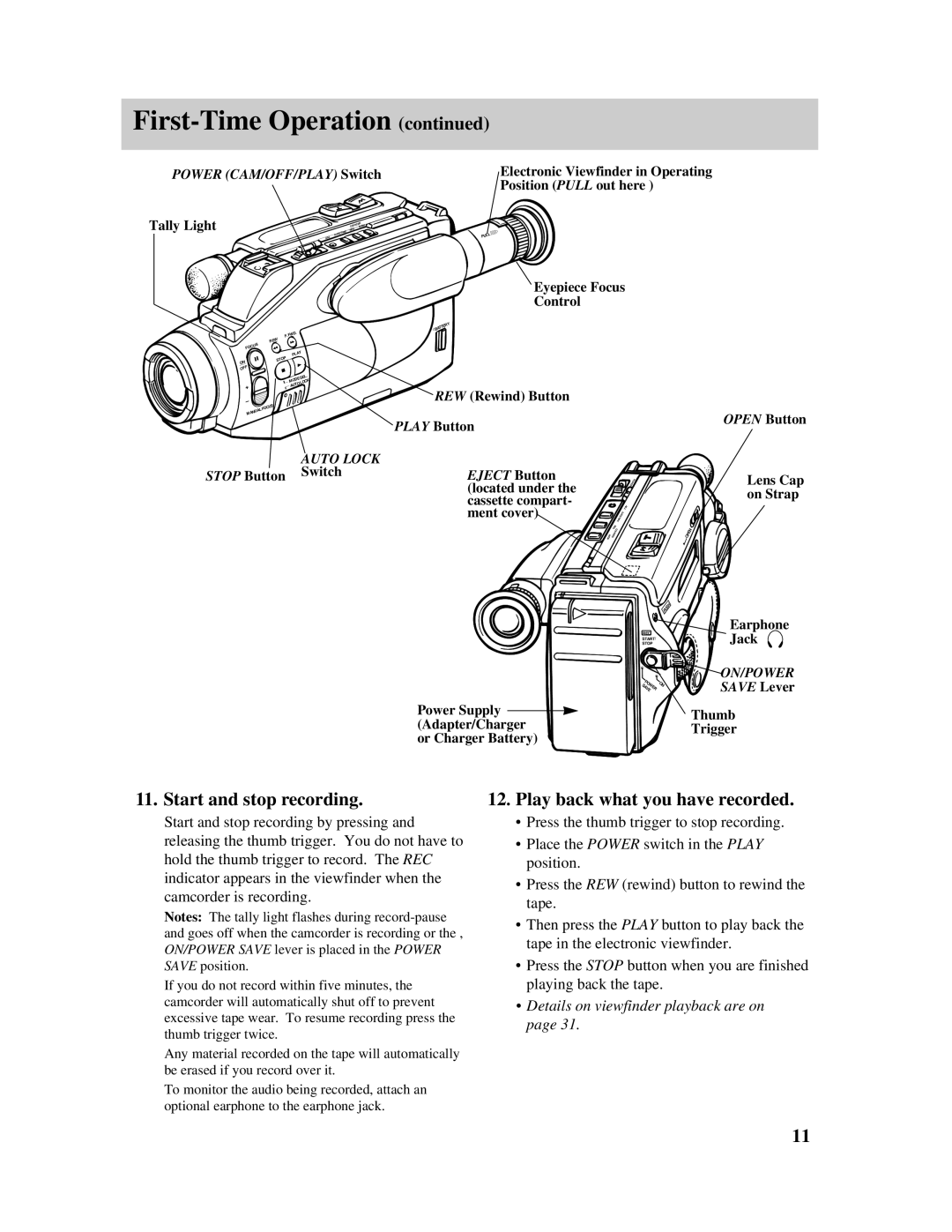 RCA PRO807 owner manual Start and stop recording, Play back what you have recorded 