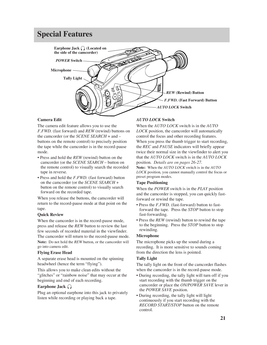 RCA PRO807 owner manual Special Features 