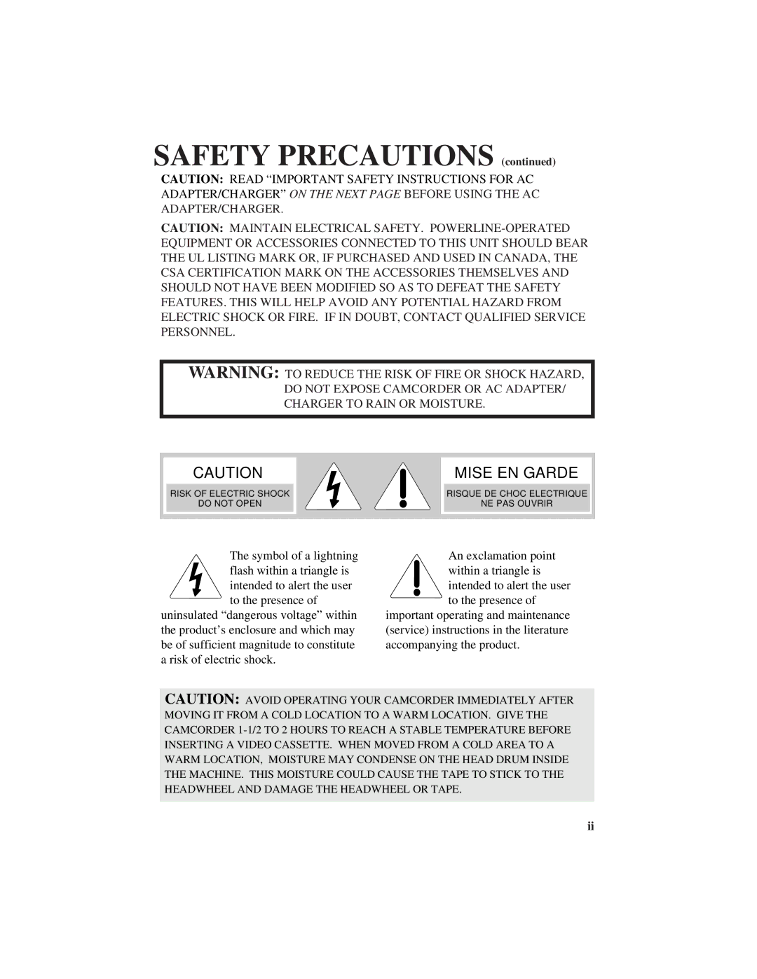 RCA Pro809 specifications Safety Precautions 