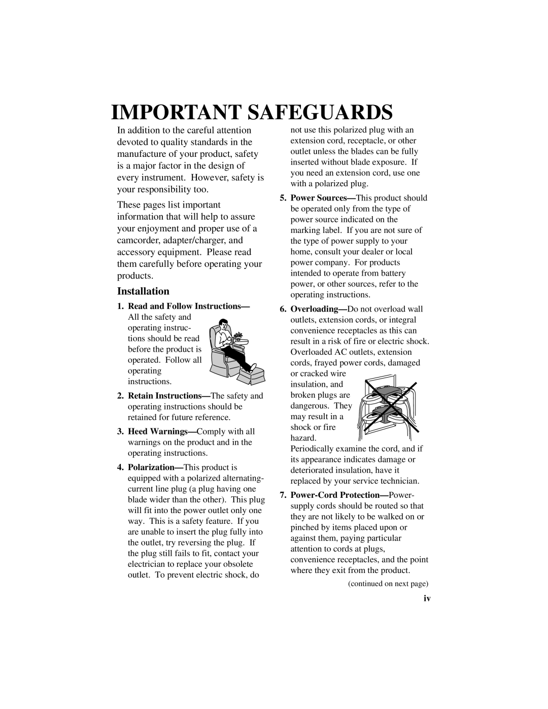 RCA Pro809 specifications Installation, Read and Follow Instructions- All the safety 