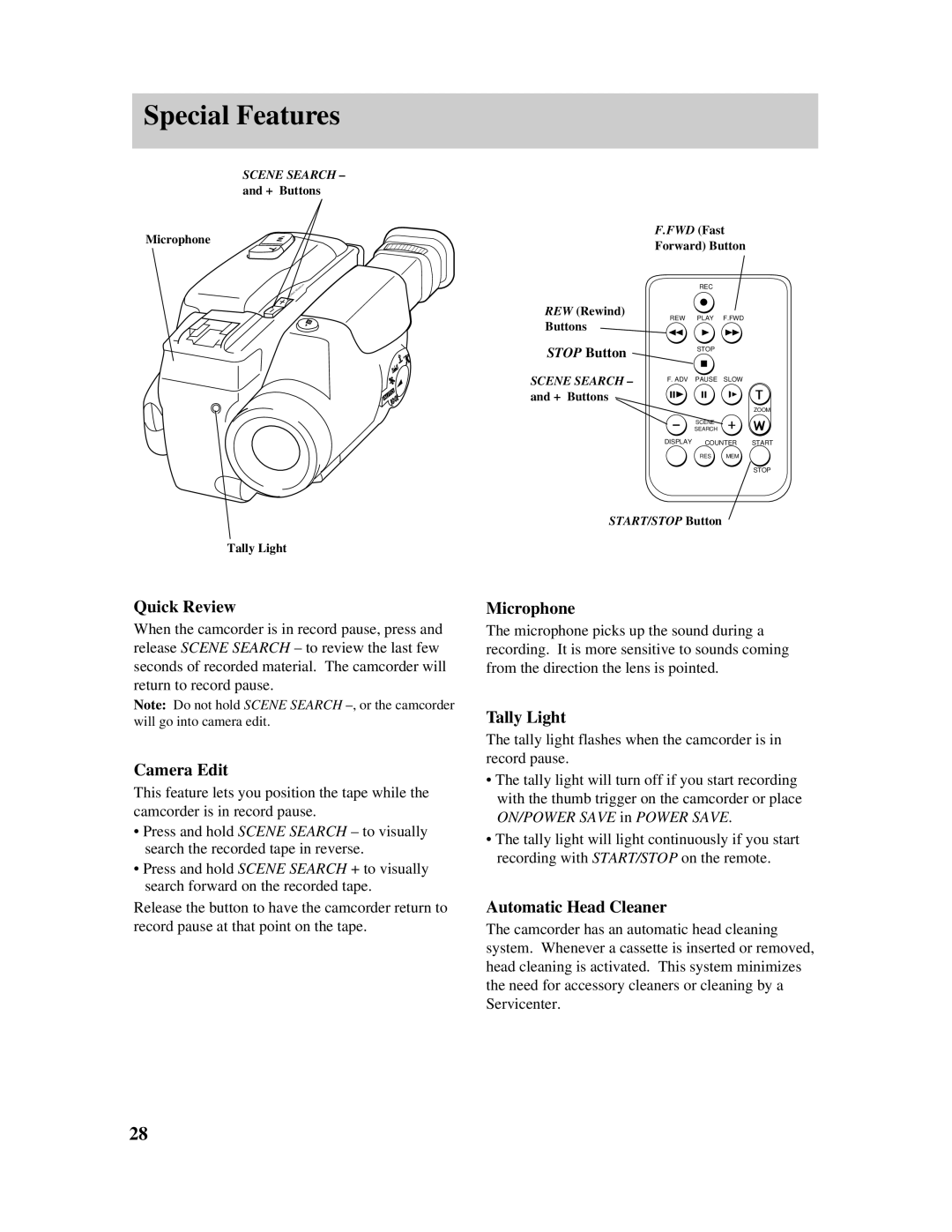 RCA Pro845 manual Special Features 